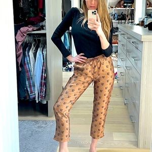 NWOT Cropped gold and black cat print pants with draw string - Scotch and Soda